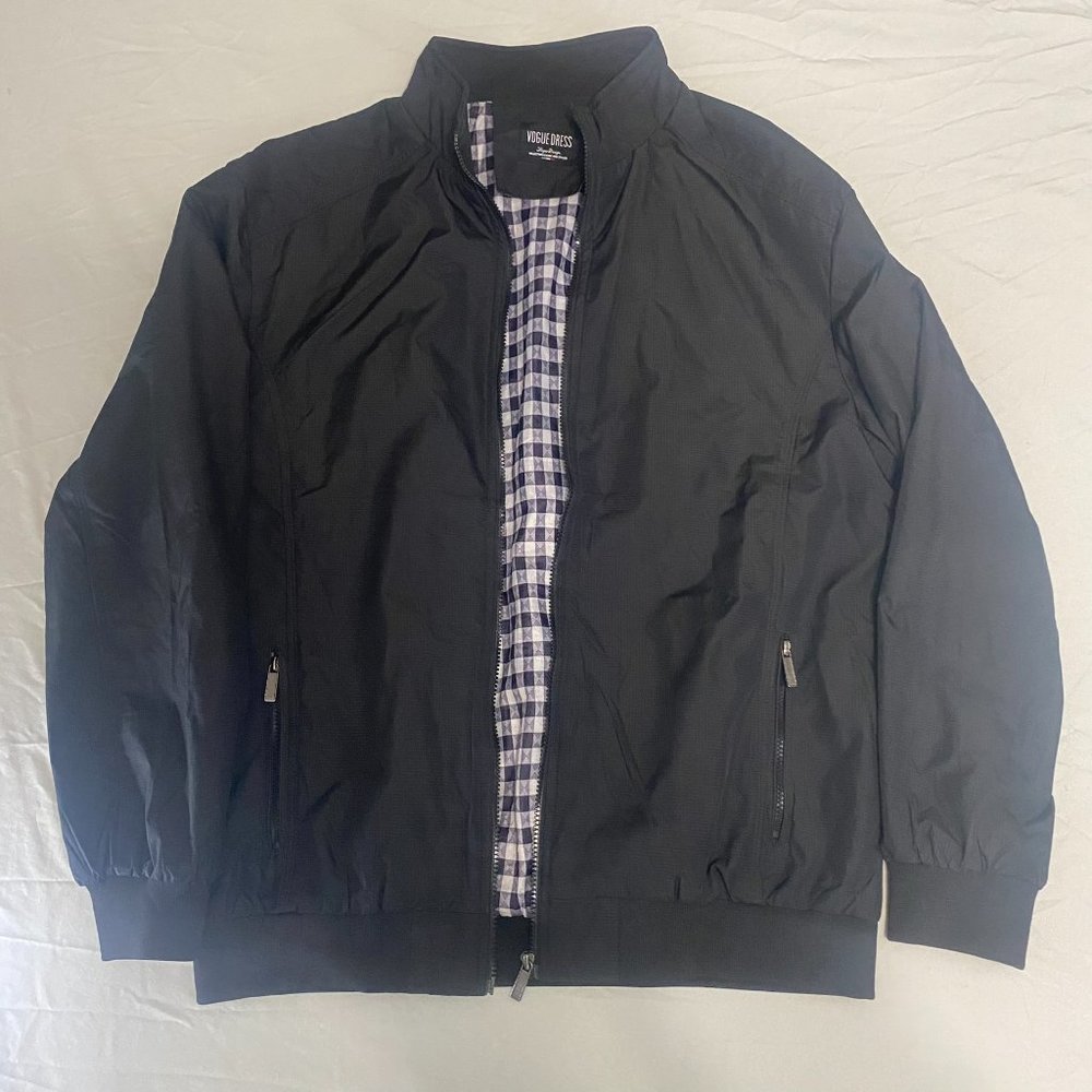 L/XL Vogue Dress Design Jacket Bomber Polyester Black Full Zip Coat